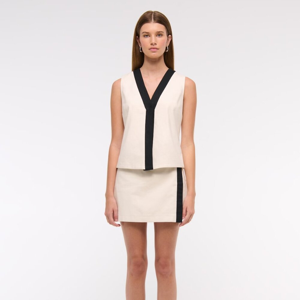 Abercrombie Linen-Blend Vest - Black and White